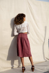 Beth Skirt / Scarlet Linen - ourCommonplace