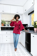 Juno Kimono Top / Scarlet Red Silk - ourCommonplace