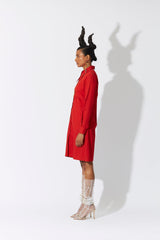 Cross Placket Shirt Dress Red - ourCommonplace