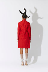 Cross Placket Shirt Dress Red - ourCommonplace