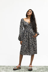 Marcela Dress / Black Cotton Floral - ourCommonplace