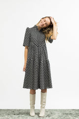 Portia Dress / Black + Milky White Broderie Anglaise Cotton - ourCommonplace