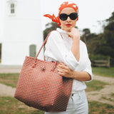 Toko Bazaar Woven Tote Bag - In Red & White - ourCommonplace