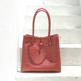 Toko Bazaar Woven Tote Bag - In Red & White - ourCommonplace