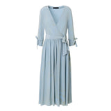 Hand Marbled Silk Wrap Dress - Duckegg - ourCommonplace