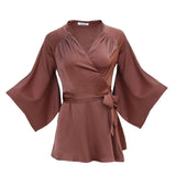 Juno Kimono Top / Sugar Almond Brown Silk - ourCommonplace