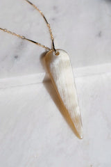 Ha Long 16K Gold Plated Teardrop Genuine Buffalo Horn Pendant Necklace - ourCommonplace