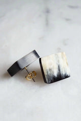 Moc Chau 16K Gold Plated Dark-Colored Chunky Buffalo Horn Stud Earrings - ourCommonplace