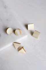 Moc Chau 16K Gold Plated Cream-Colored Chunky Buffalo Horn Stud Earrings - ourCommonplace