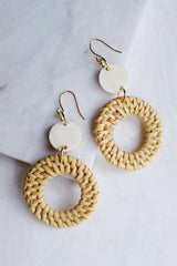 Nam Dinh 16K Gold Plated Natural Rattan (Straw/Wicker) & Buffalo Horns Earrings - ourCommonplace