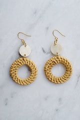 Nam Dinh 16K Gold Plated Natural Rattan (Straw/Wicker) & Buffalo Horns Earrings - ourCommonplace
