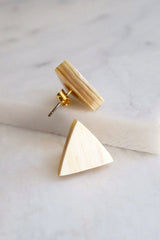 Moc Chau 16K Gold Plated Cream-Colored Chunky Buffalo Horn Stud Earrings - ourCommonplace