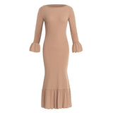MARJORIE Ruffle Dress, in Camel Brown - ourCommonplace