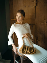 MARJORIE Bamboo Ruffle Dress, in Off-White - ourCommonplace