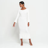 MARJORIE Bamboo Ruffle Dress, in Off-White - ourCommonplace