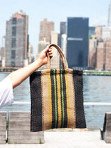 Dora Jute Tote Bag - Multi Navy - ourCommonplace