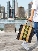 Dora Jute Tote Bag - Multi Navy - ourCommonplace