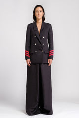 Black hemp jacket with sleeve details - ourCommonplace