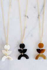 Vui Mung Geometrical Buffalo Horn Pendant Necklace - ourCommonplace
