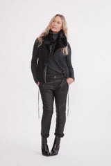 Nolita Drape Vest Black Shearling - ourCommonplace