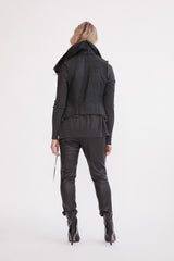 Nolita Drape Vest Black Shearling - ourCommonplace