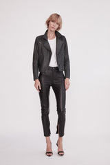 The New Yorker Motor Jacket Worn in Charcoal Leather - ourCommonplace