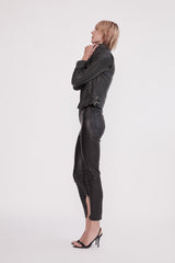 The New Yorker Motor Jacket Worn in Charcoal Leather - ourCommonplace