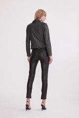 The New Yorker Motor Jacket Worn in Charcoal Leather - ourCommonplace