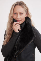 Nolita Drape Vest Black Shearling - ourCommonplace