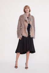 Spring Street Shearling Coat Taupe Shearling - ourCommonplace