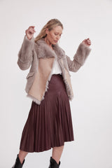 Spring Street Shearling Coat Taupe Shearling - ourCommonplace
