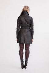 Washington Street Drape Trench Black Leather - ourCommonplace