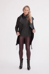 Washington Street Drape Trench Black Leather - ourCommonplace