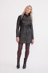 Washington Street Drape Trench Black Leather - ourCommonplace