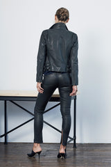 The New Yorker Motor Jacket Worn in Charcoal Leather - ourCommonplace