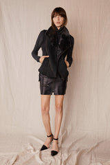 Nolita Drape Vest Black Shearling - ourCommonplace