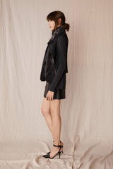 Nolita Drape Vest Black Shearling - ourCommonplace