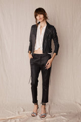 The New Yorker Motor Jacket Worn in Charcoal Leather - ourCommonplace