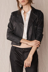 The New Yorker Motor Jacket Worn in Charcoal Leather - ourCommonplace