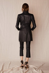 Washington Street Drape Trench Black Leather - ourCommonplace