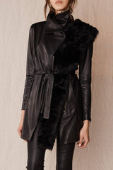 Washington Street Drape Trench Black Leather - ourCommonplace