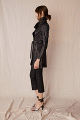 Washington Street Drape Trench Black Leather - ourCommonplace