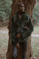 Spring Street Shearling Coat Moss Green Shearling - ourCommonplace
