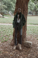 Spring Street Shearling Coat Moss Green Shearling - ourCommonplace