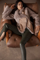 Spring Street Shearling Coat Taupe Shearling - ourCommonplace