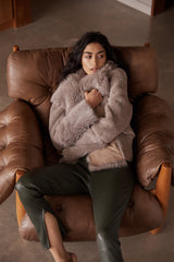 Spring Street Shearling Coat Taupe Shearling - ourCommonplace