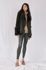 Spring Street Shearling Coat Moss Green Shearling - ourCommonplace