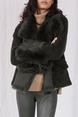 Spring Street Shearling Coat Moss Green Shearling - ourCommonplace