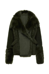 Spring Street Shearling Coat Moss Green Shearling - ourCommonplace
