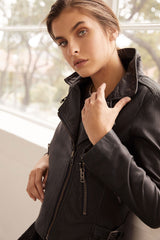 The New Yorker Motor Jacket Worn in Charcoal Leather - ourCommonplace